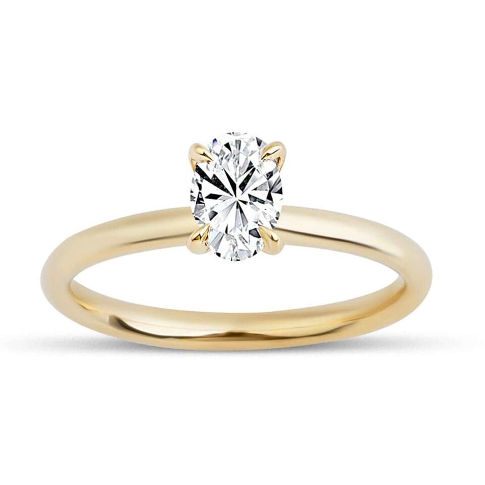 0,50 Karat Mossanite Oval Kesim Tektaş Yüzük