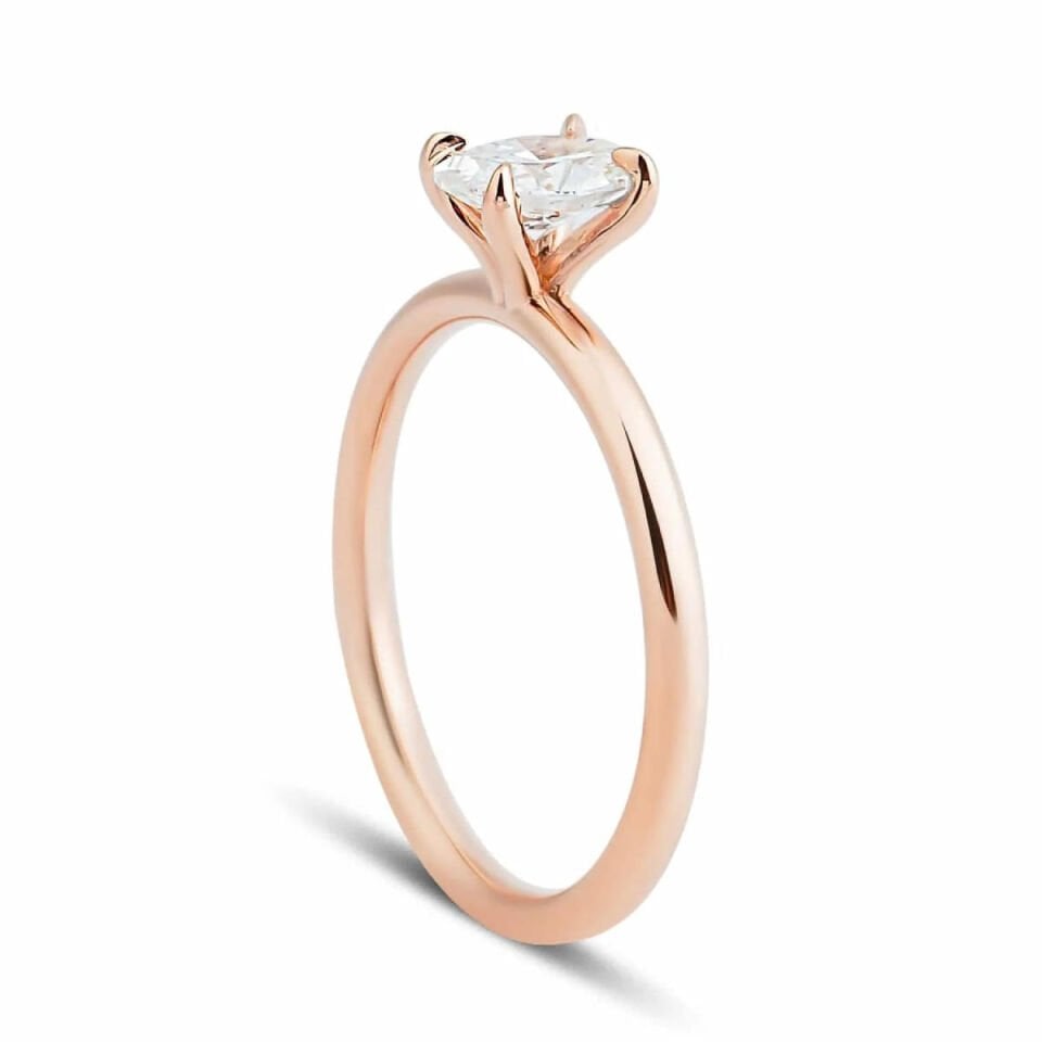 0,50 Karat Rose Altın Mozanit Tektaş Yüzük