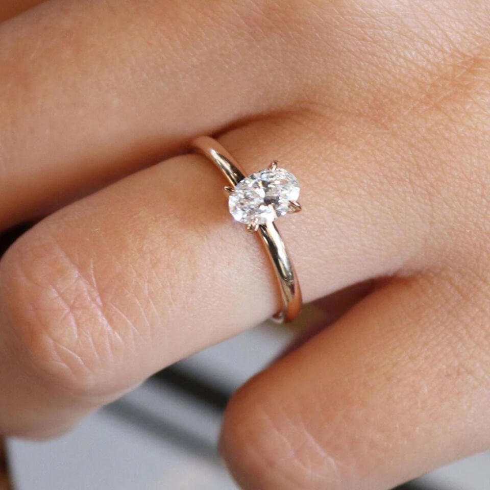 0,50 Karat Rose Altın Mozanit Tektaş Yüzük