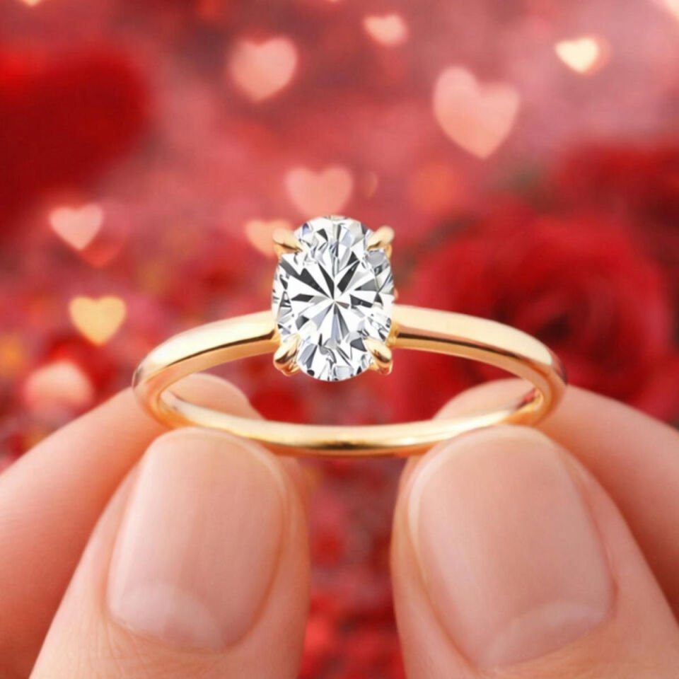 0,50 Karat Rose Altın Mozanit Tektaş Yüzük