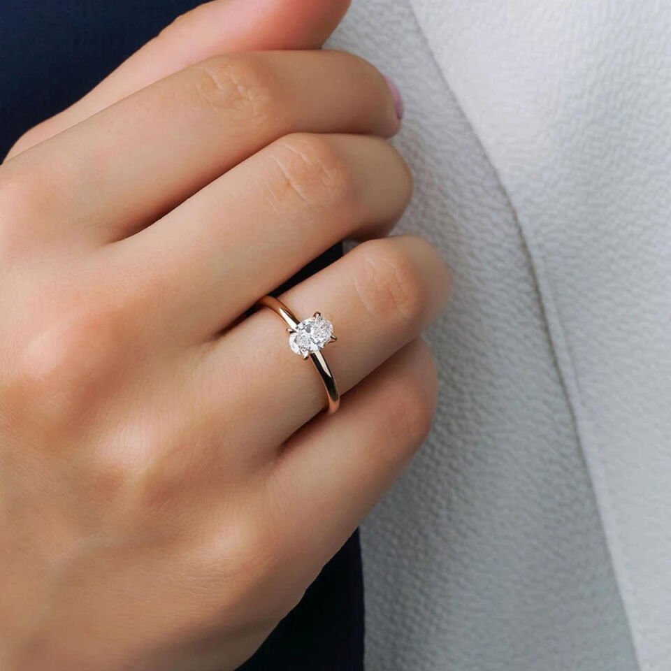 0,50 Karat Rose Altın Mozanit Tektaş Yüzük