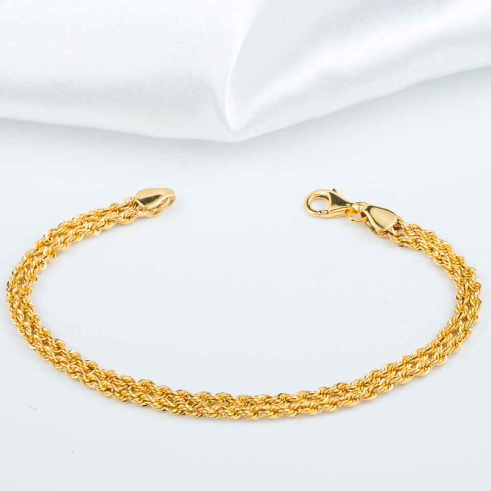 2 Sıra Örgülü 14 Ayar Altın Bileklik