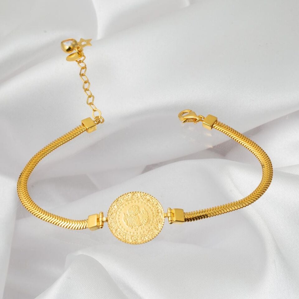 Balıksırtı Zincir Çeyrek Altınlı Bileklik