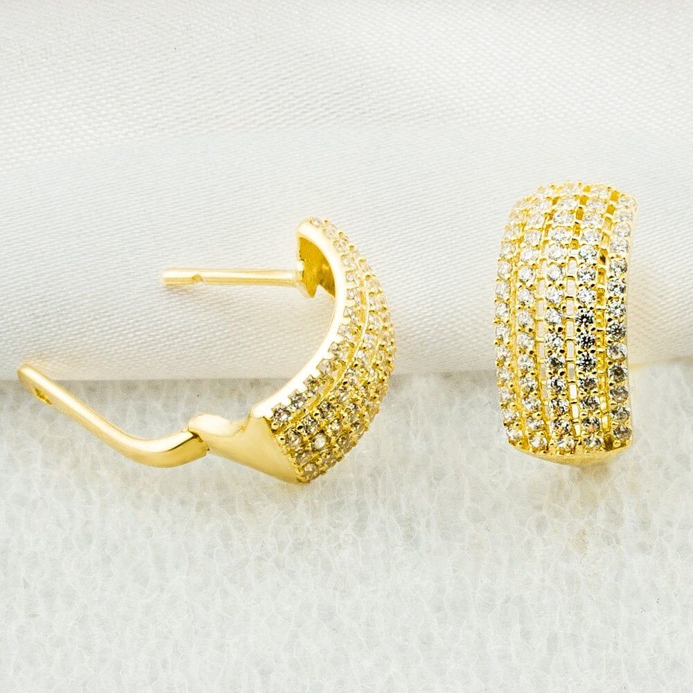 Yarım Tur Sırataşlı 14 Ayar Altın Küpe