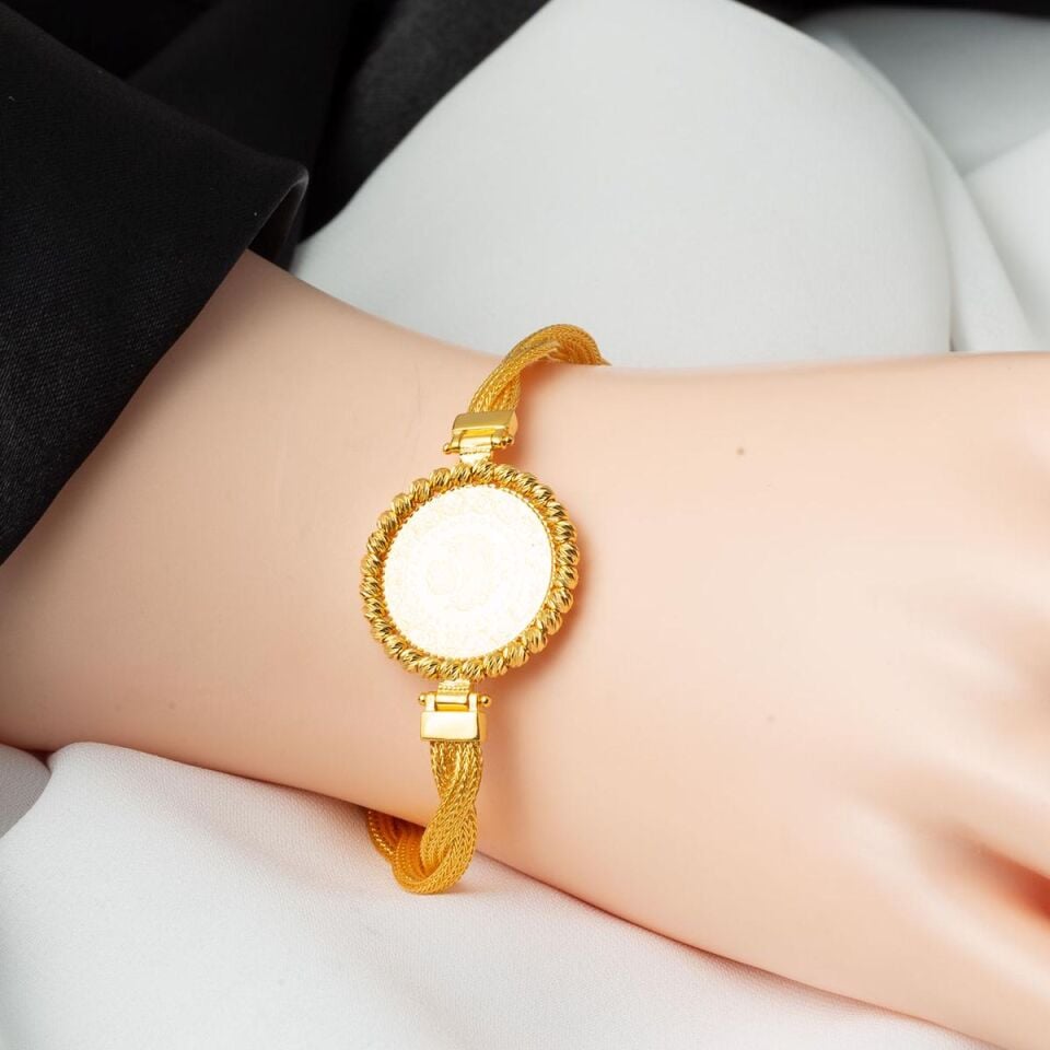 Örgü Zincir Çeyrek Altınlı Dorika Bileklik