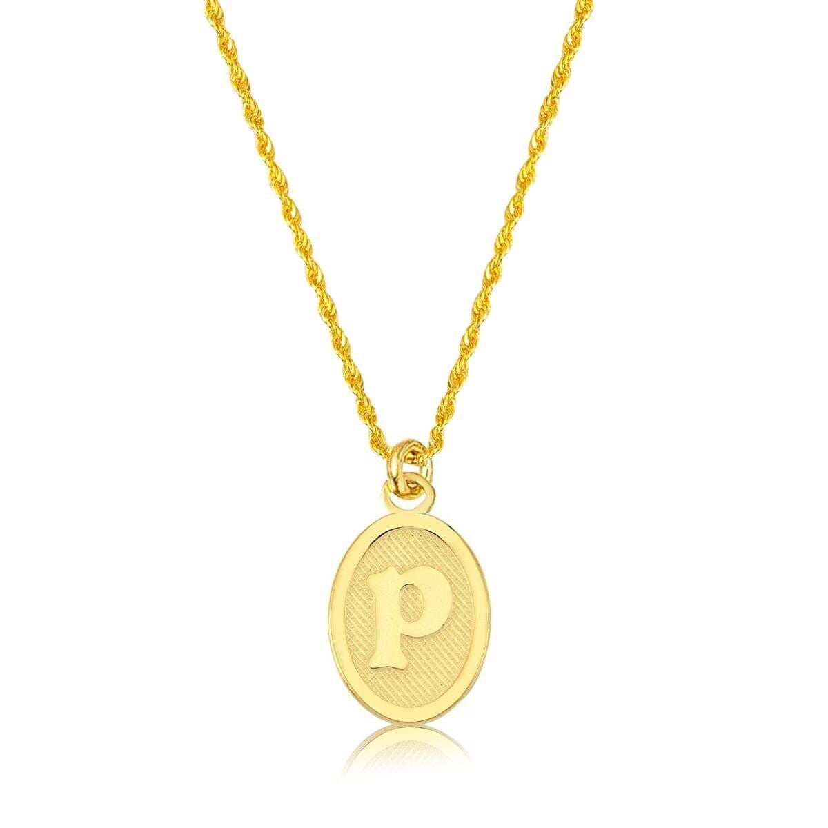 P Harfi Oval Altın Kolye