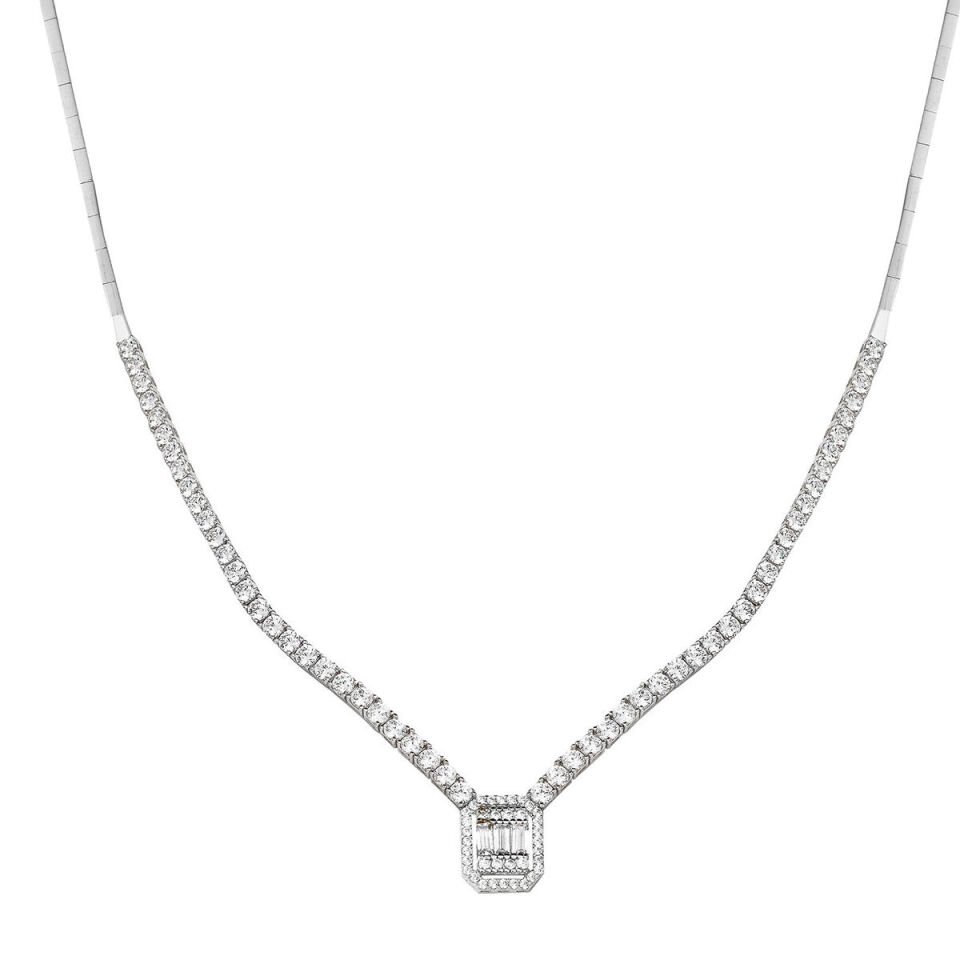 Baget Taşlı Suyolu Beyaz Atın Kolye 14 Ayar