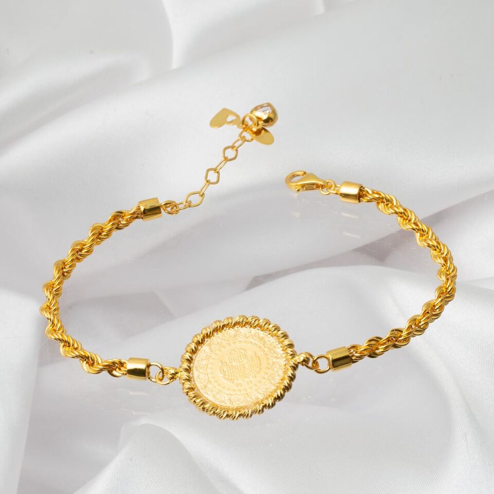 Burgu Zincir Çeyrek Altınlı Bileklik