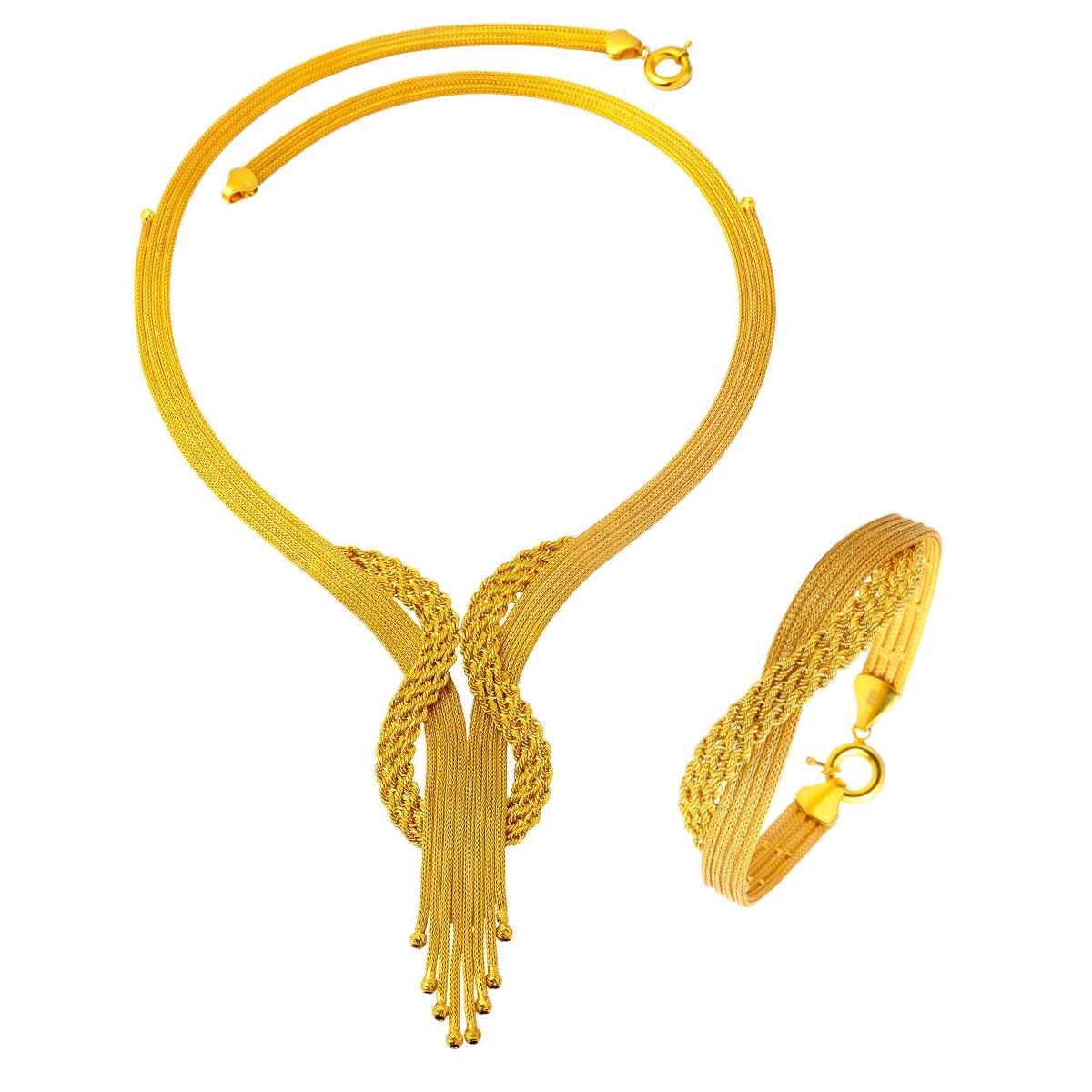Gerdanlık & Bileklik Püsküllü Altın Set