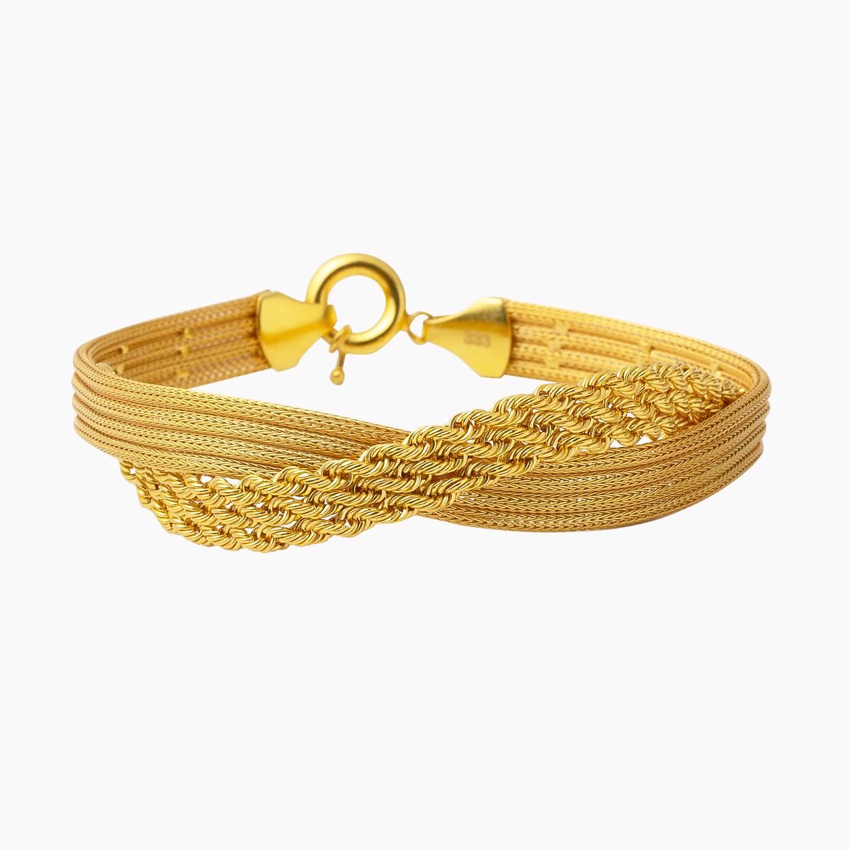 Örgü Zincir Taşsız Altın Bileklik