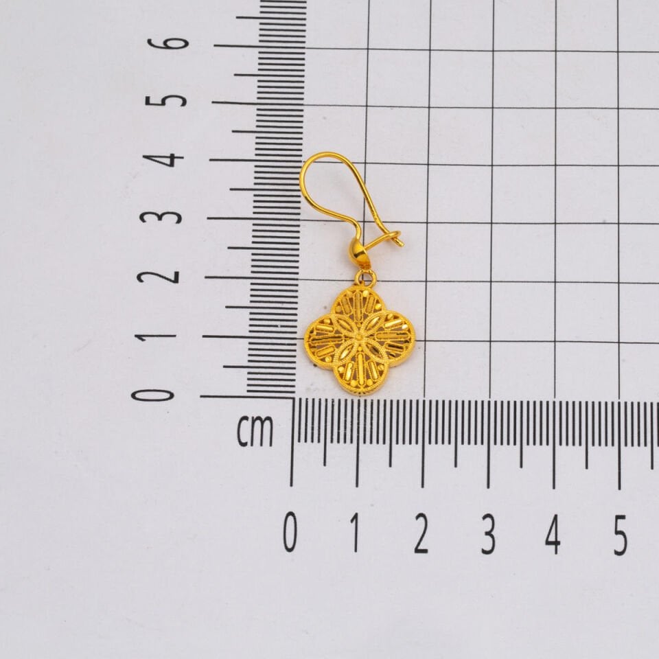 Yaşam Çiçeği Sallantılı 14 Ayar Altın Küpe