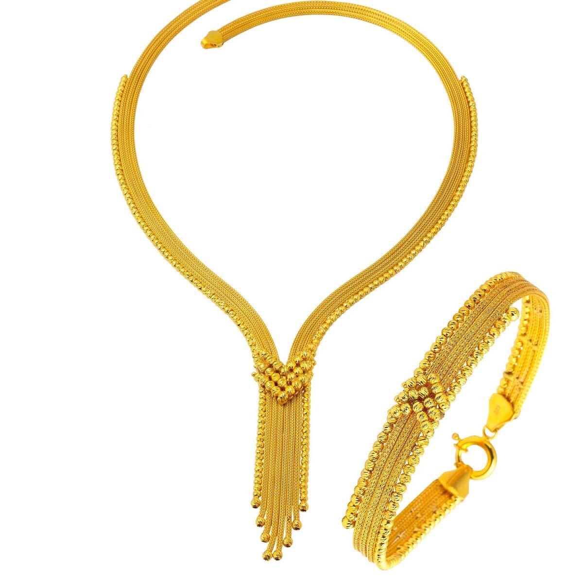 Gerdanlık & Bileklik Dorissa Altın Set