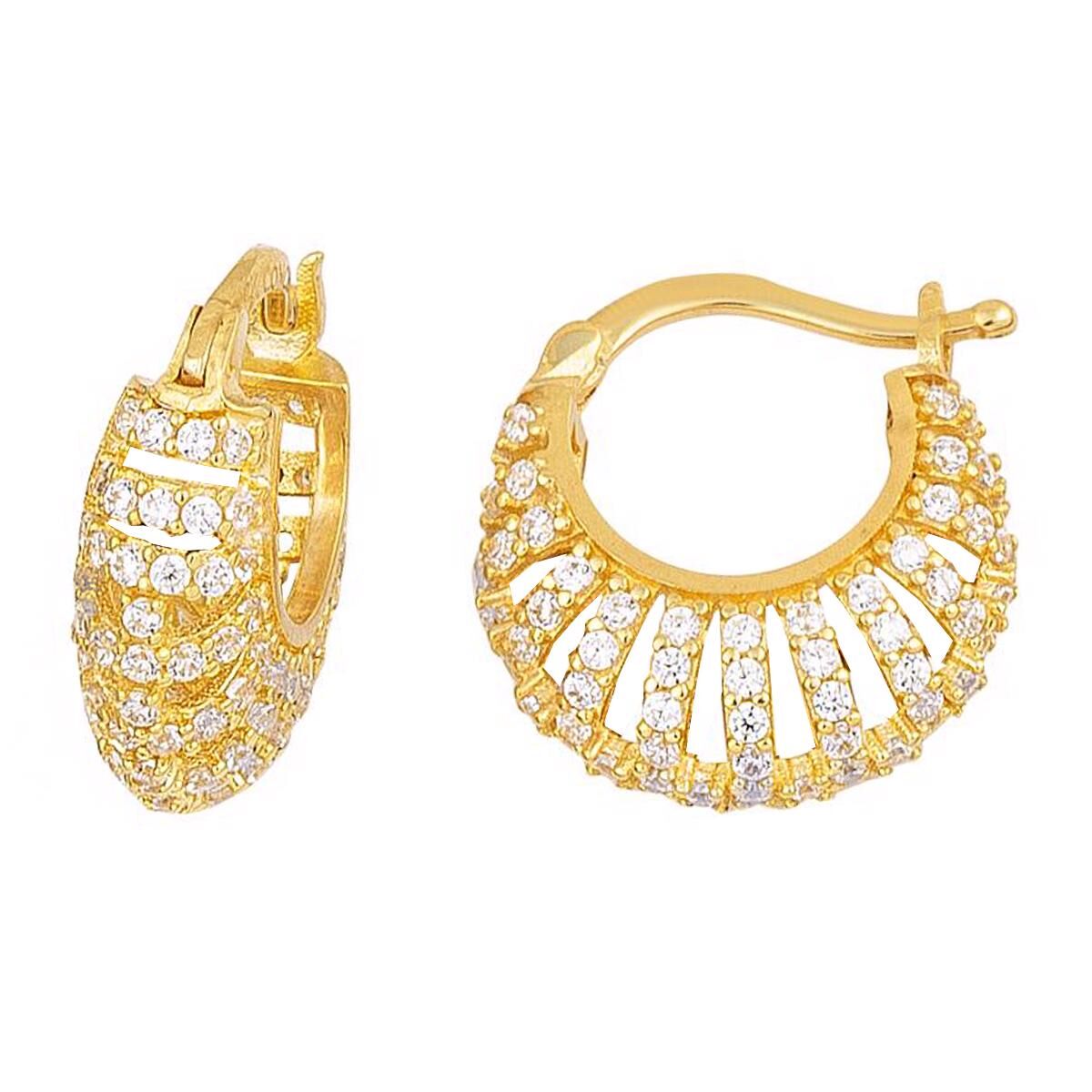 Deniz Kabuğu Taşlı Altın Küpe