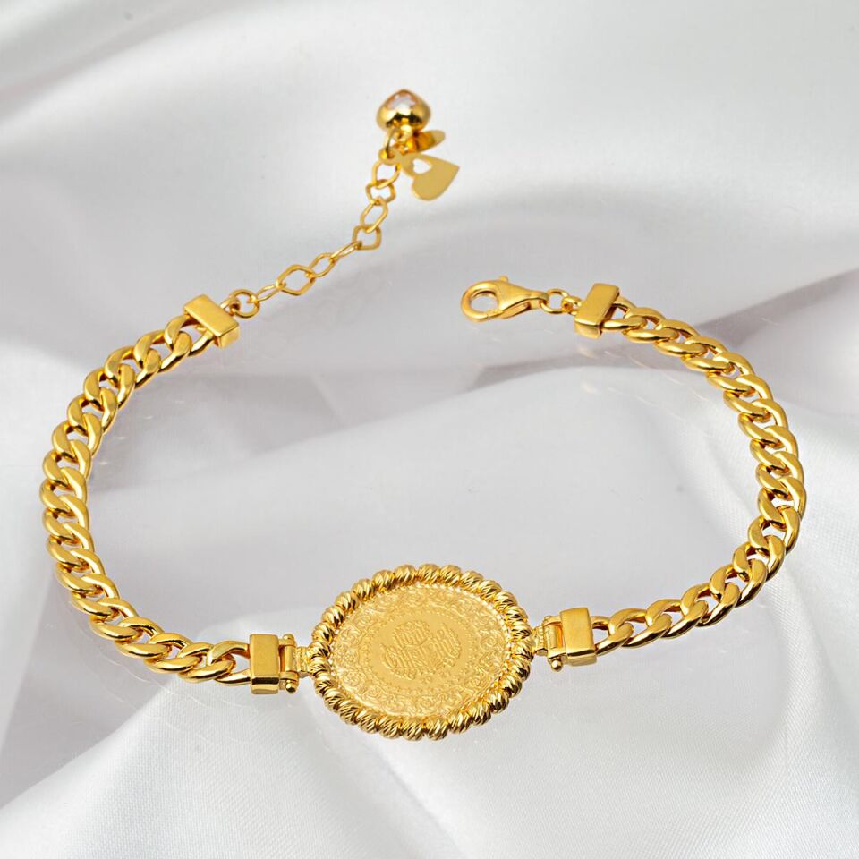 Klasik Zincir Çeyrek Altınlı Toplu Bileklik