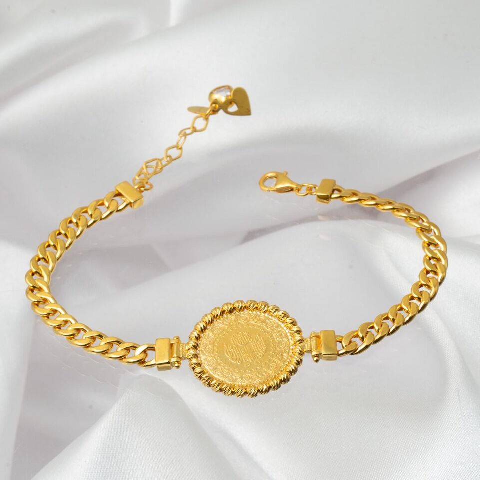 Klasik Zincir Çeyrek Altınlı Toplu Bileklik