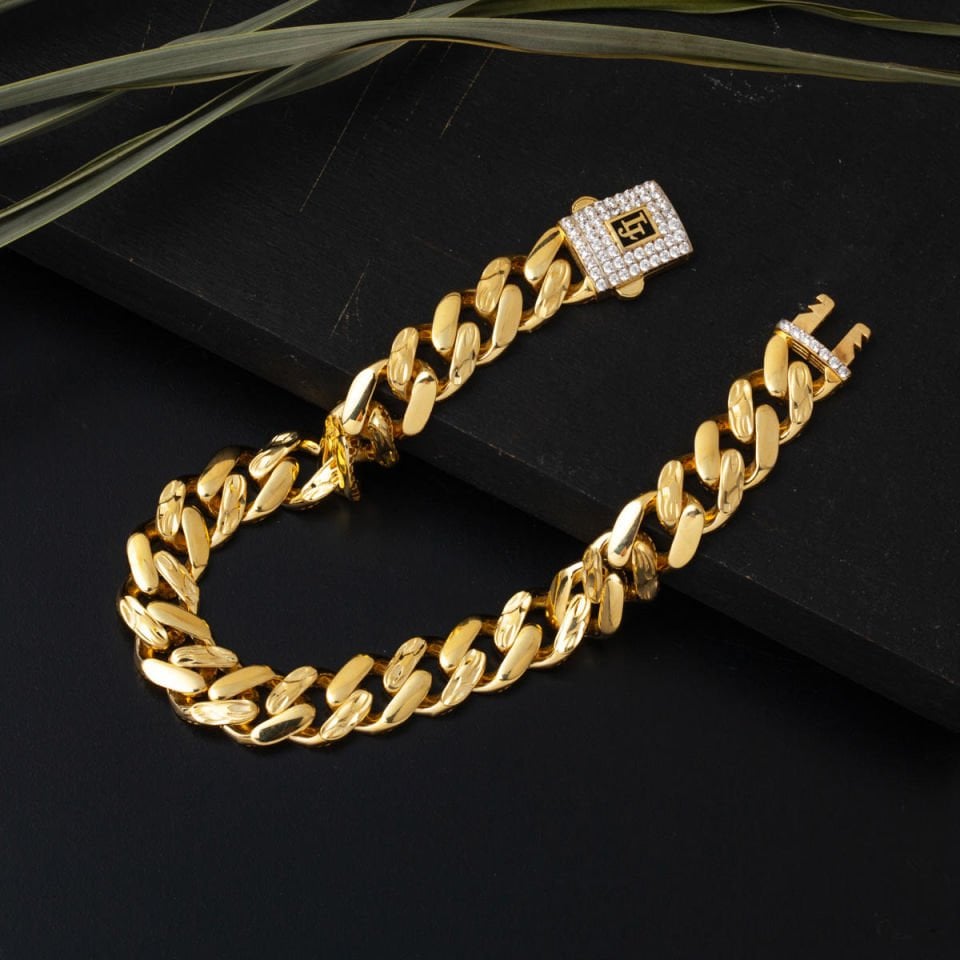 Kalem Desenli 14 Ayar Taşlı Gurmet Altın Bileklik