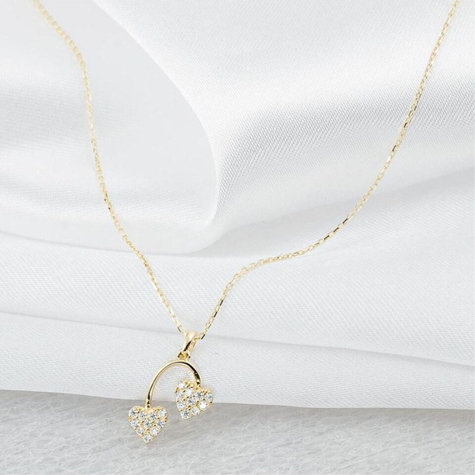 Kalpli Salkım 14 Ayar Altın Kolye