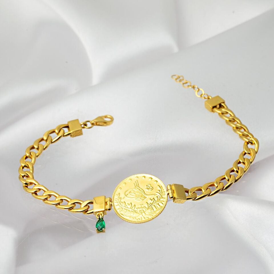 Klasik Zincir Yarım Reşatlı Altın Bileklik