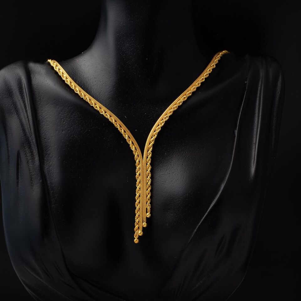 Örme Zincir Taşsız Altın Gerdanlık