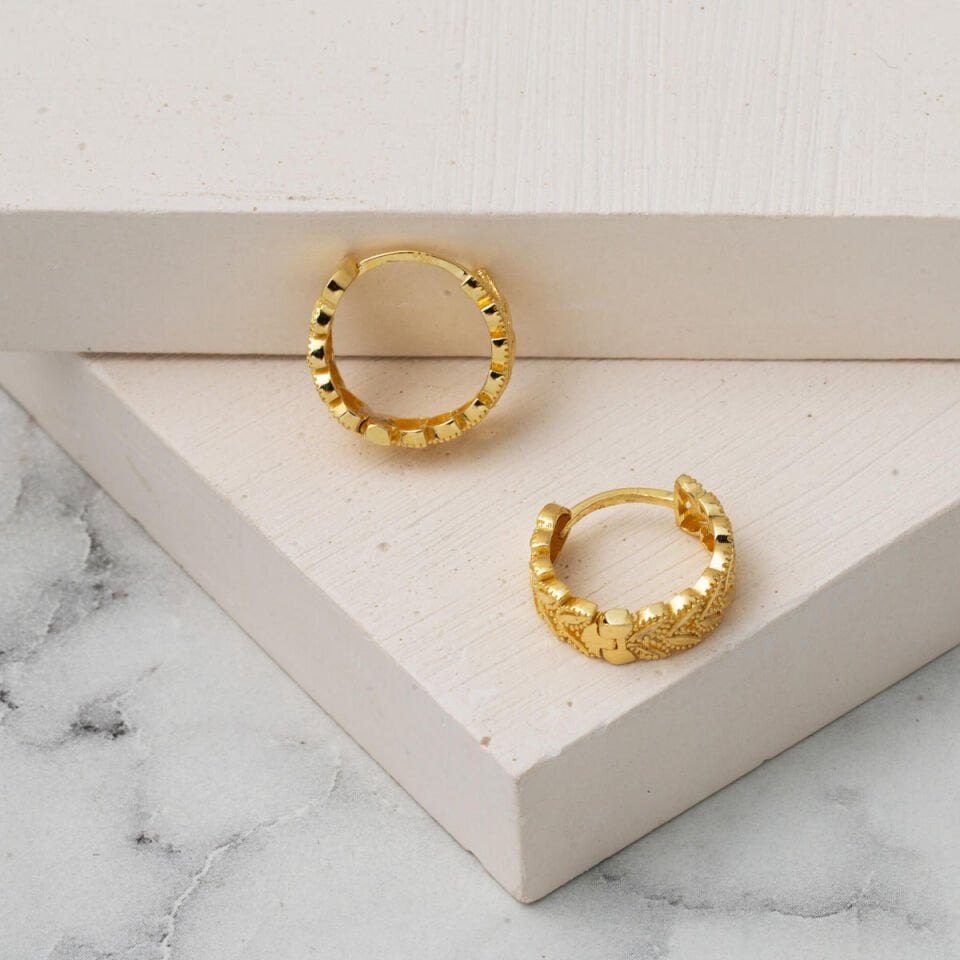 Başak 14 Ayar Halka Altın Küpe