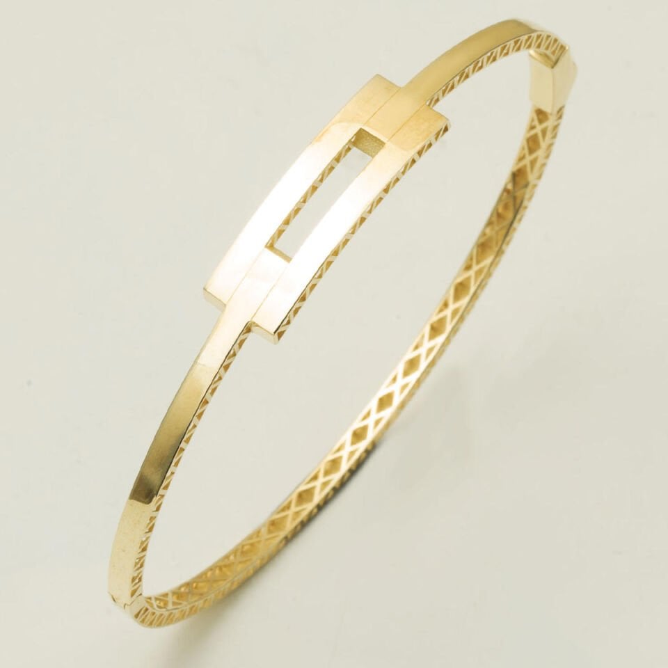 Tekli Kaburga Altın Kelepçe Bilezik