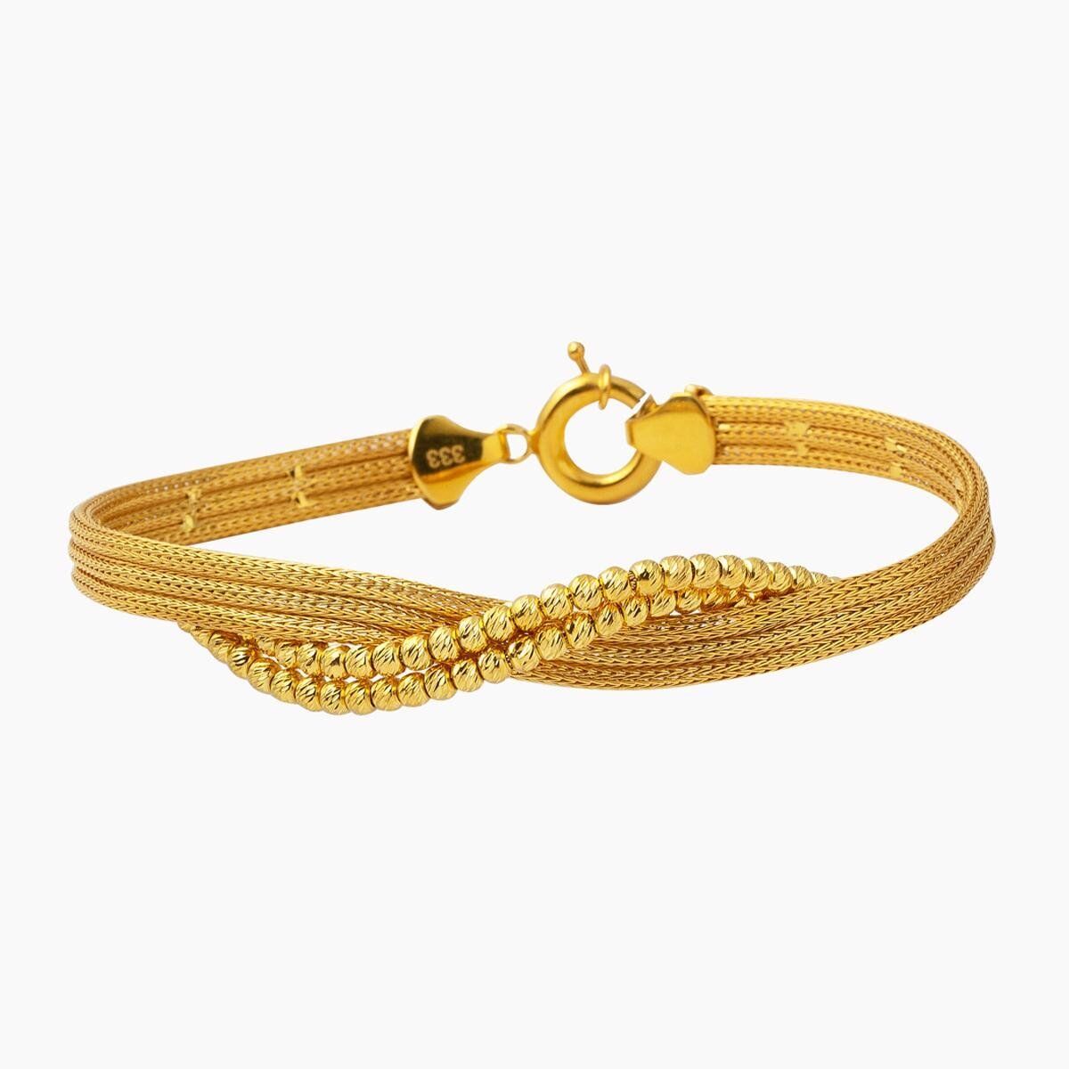 Örgü Zincir Top Top Altın Bileklik