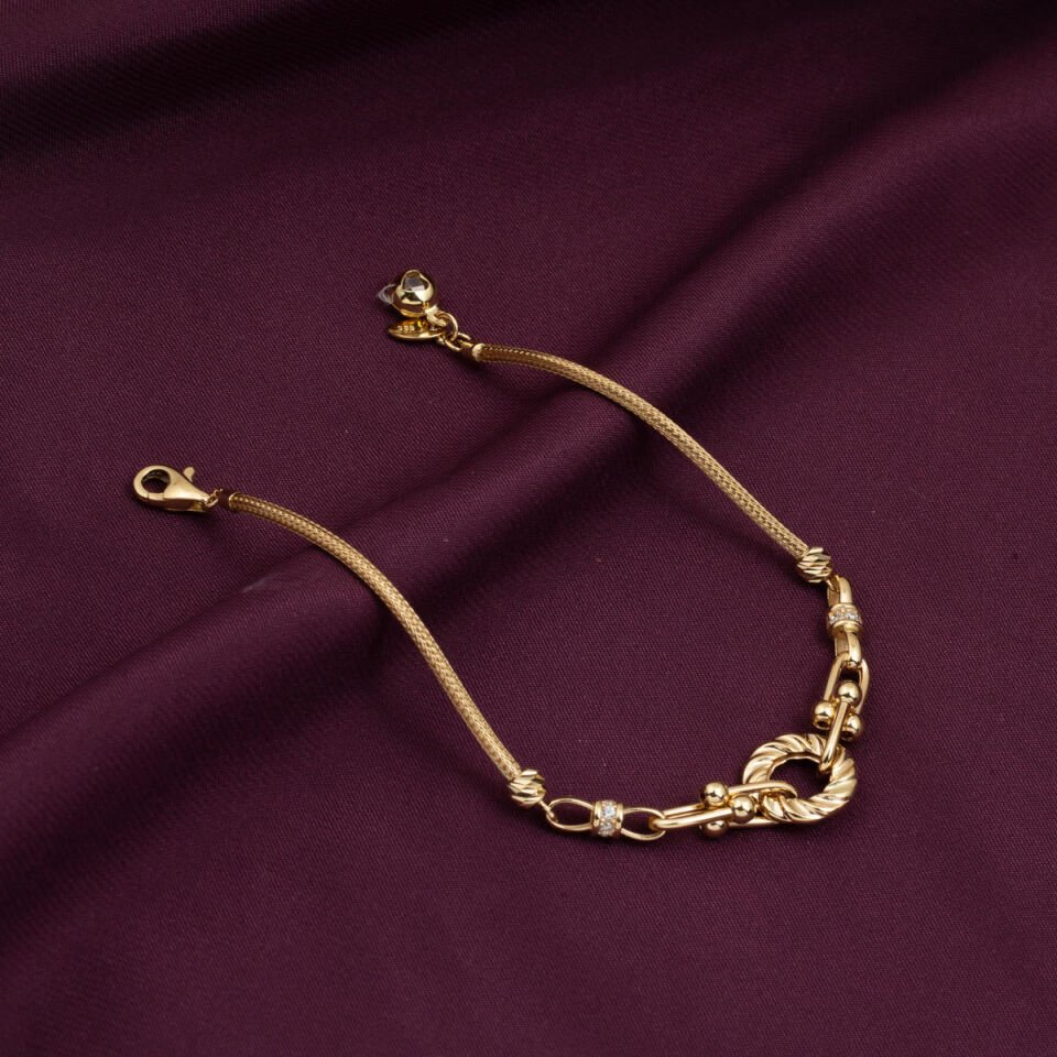 Burgu Halkalı Tiffany 14 Ayar Altın Bileklik
