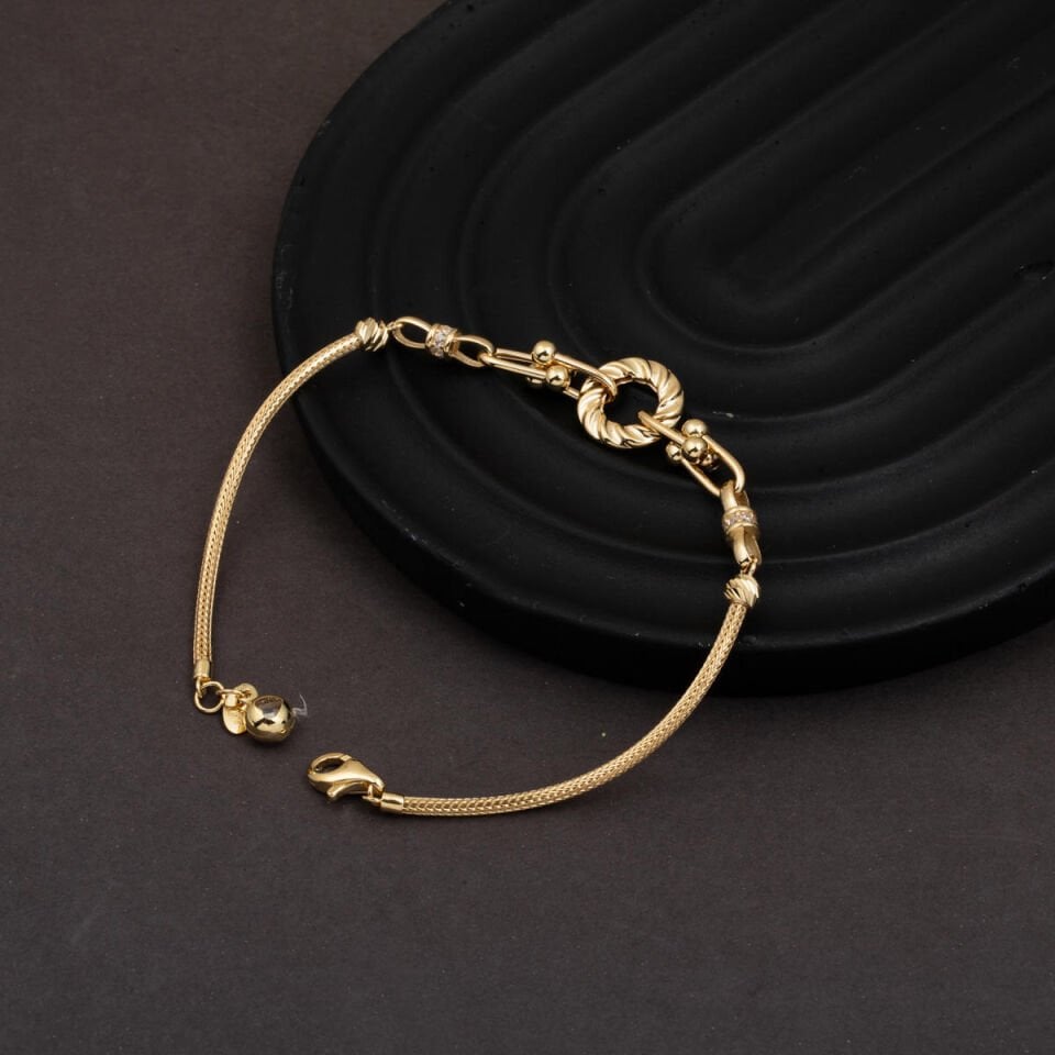 Burgu Halkalı Tiffany 14 Ayar Altın Bileklik