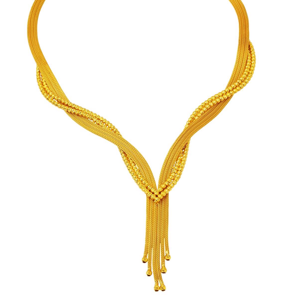 Örgü Zincir Top Top Altın Gerdanlık
