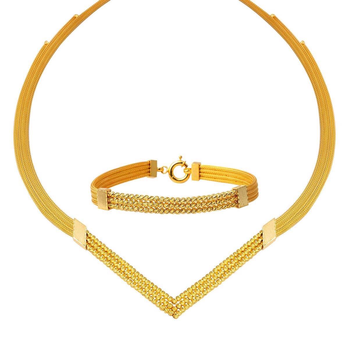 Çavuş Örgü Zincir Top Altınlı Takı Seti