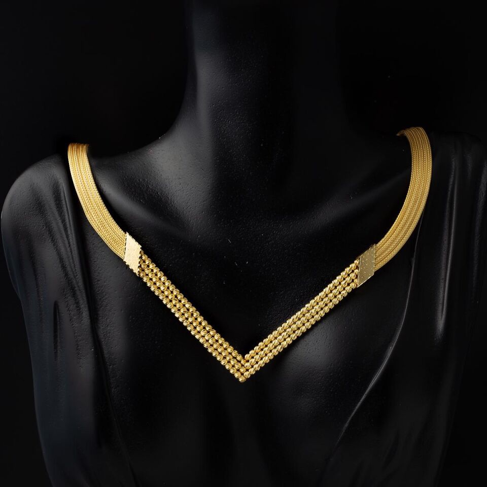 Çavuş Örgü Zincir Top Altınlı Takı Seti