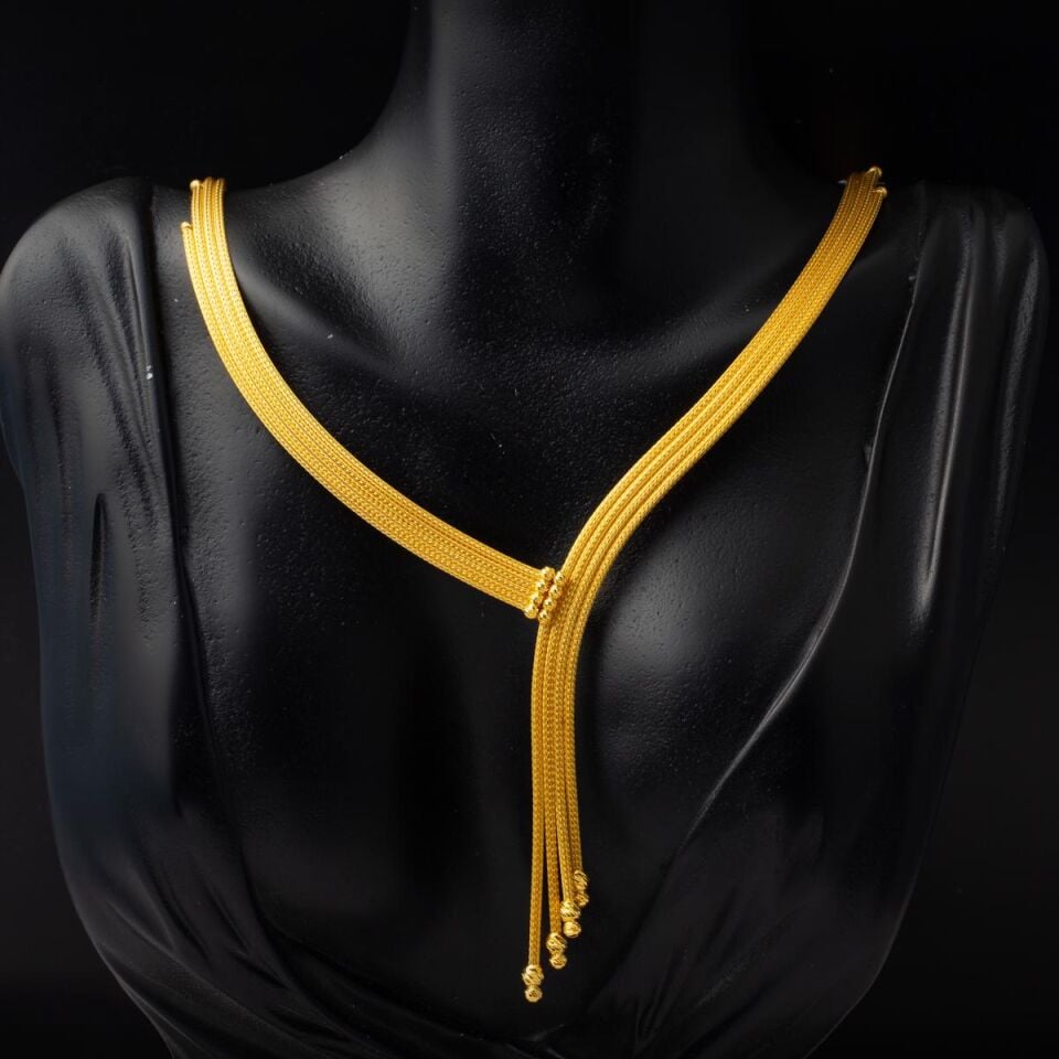 Bileklik Gerdanlıklı 22 Ayar Altın Örgülü Set