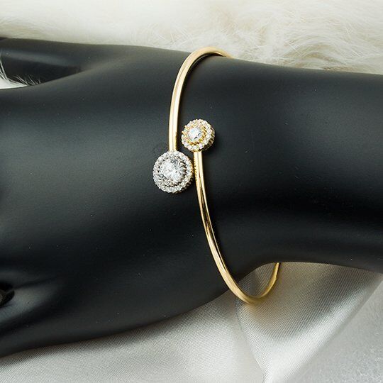 Yuvarlak Taşlı 14 Ayar Altın Bilezik