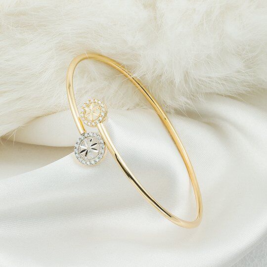 Yıldızlı Taşlı 14 Ayar Altın Bilezik