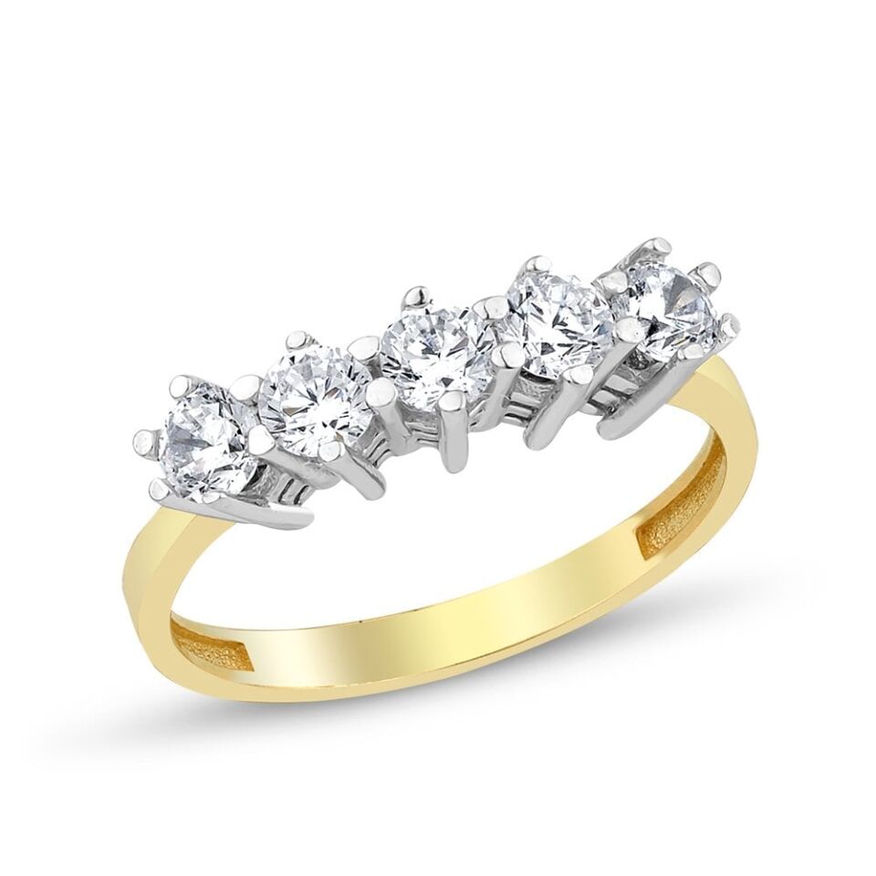 14 Ayar Beştaşlı Altın Yüzük