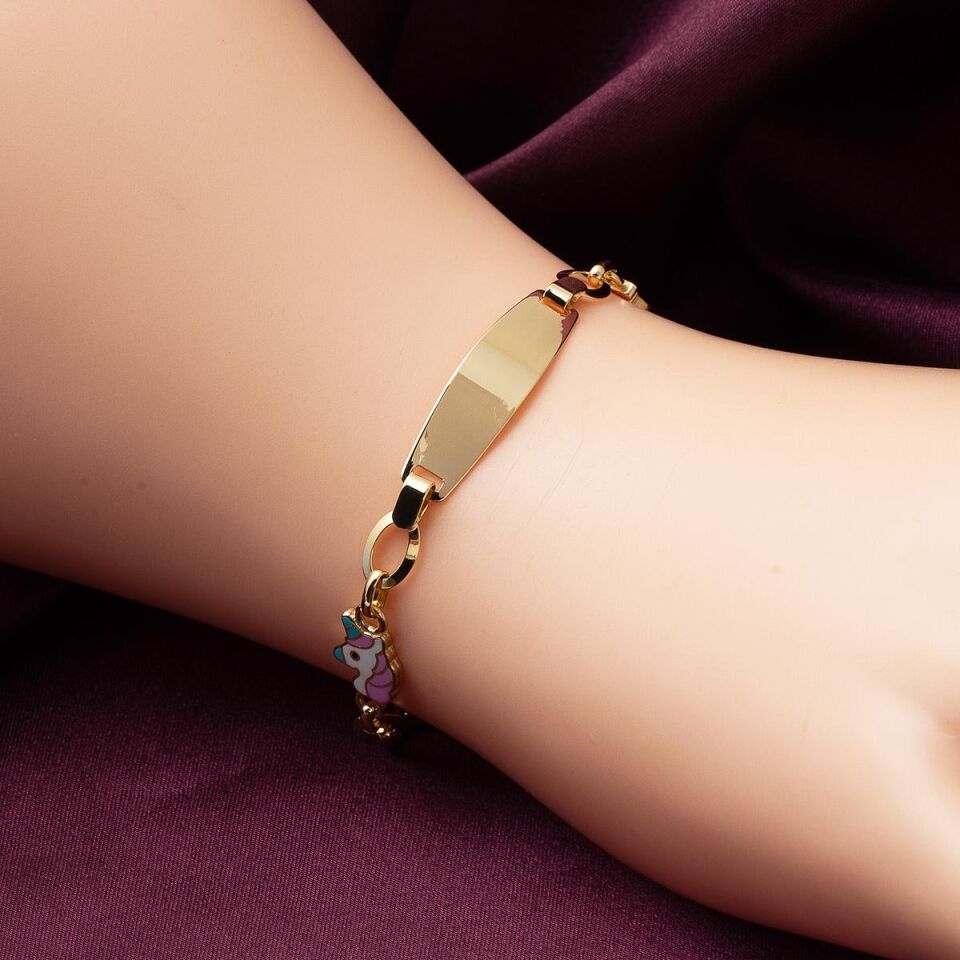 Unicorn İsimlik Altın Bebek Künyesi