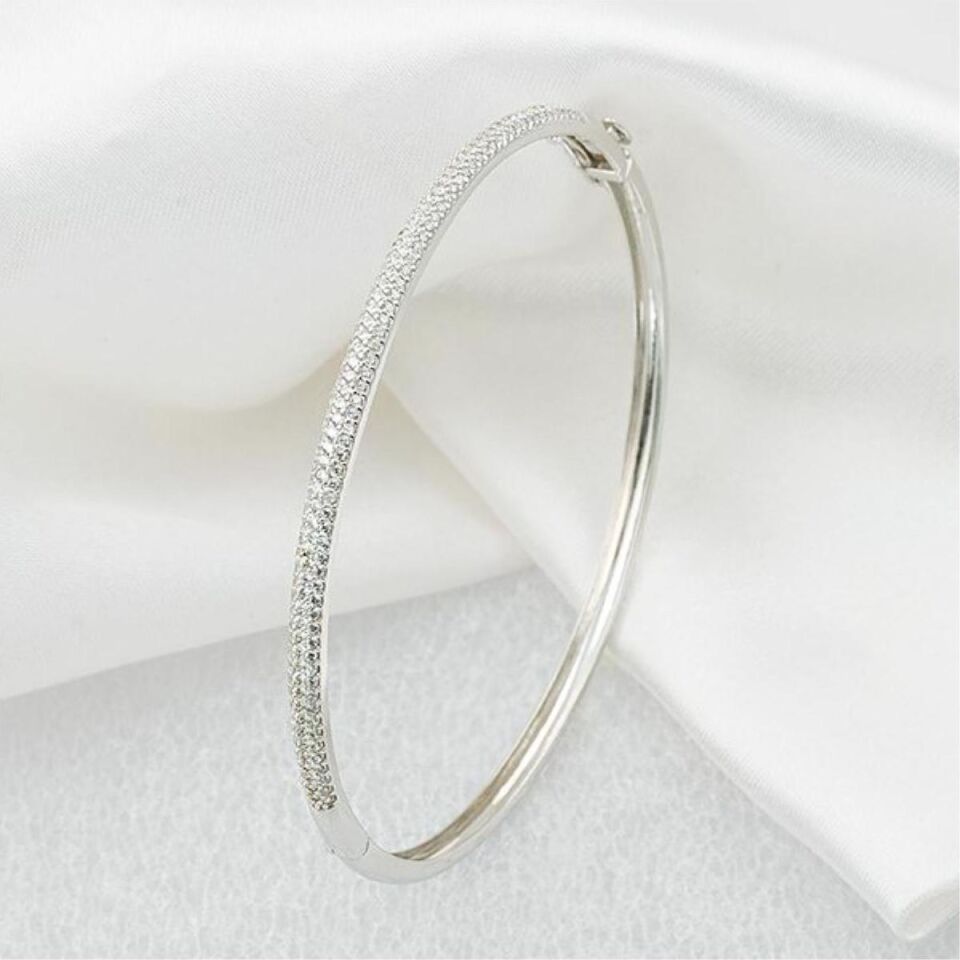 Beyaz Altın Suyolu Kelepçe Bilezik