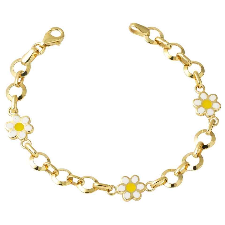 Beyaz Papatya Altın Bebek Bilekliği
