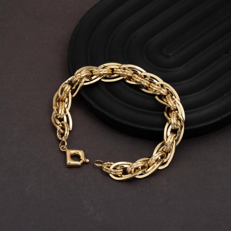 Kalemli 14 Ayar Altın Halka Bileklik