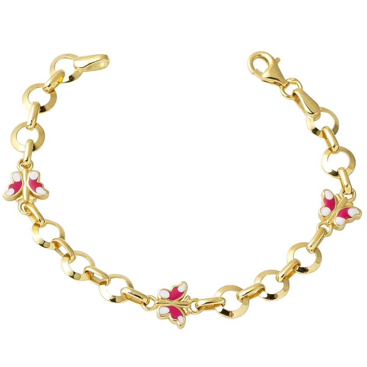 Pembe Kelebek Altın Bebek Bilekliği