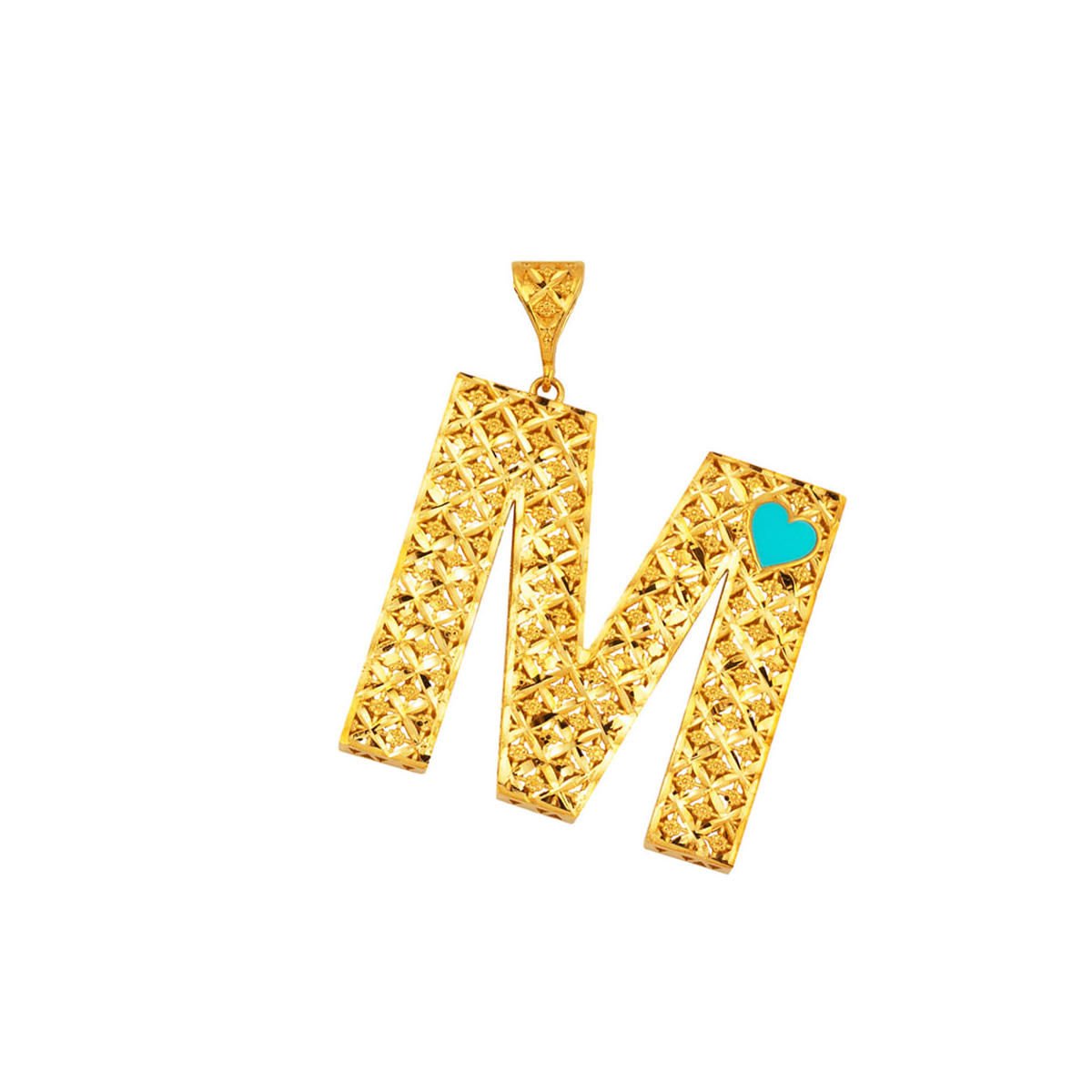 M Harfi Mavi Mineli 22 Ayar Kolye Ucu