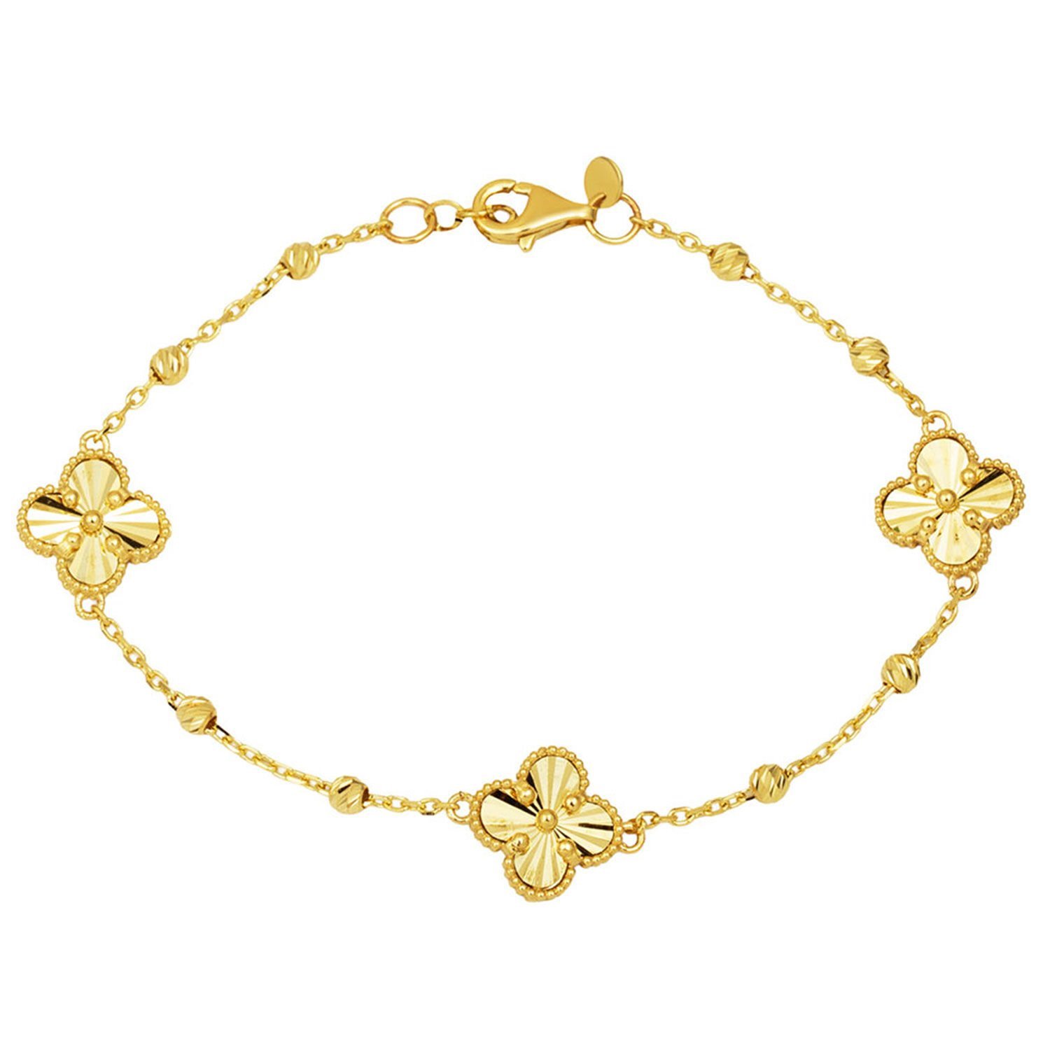 Parıltılı Yonca 14 Ayar Altın Bileklik