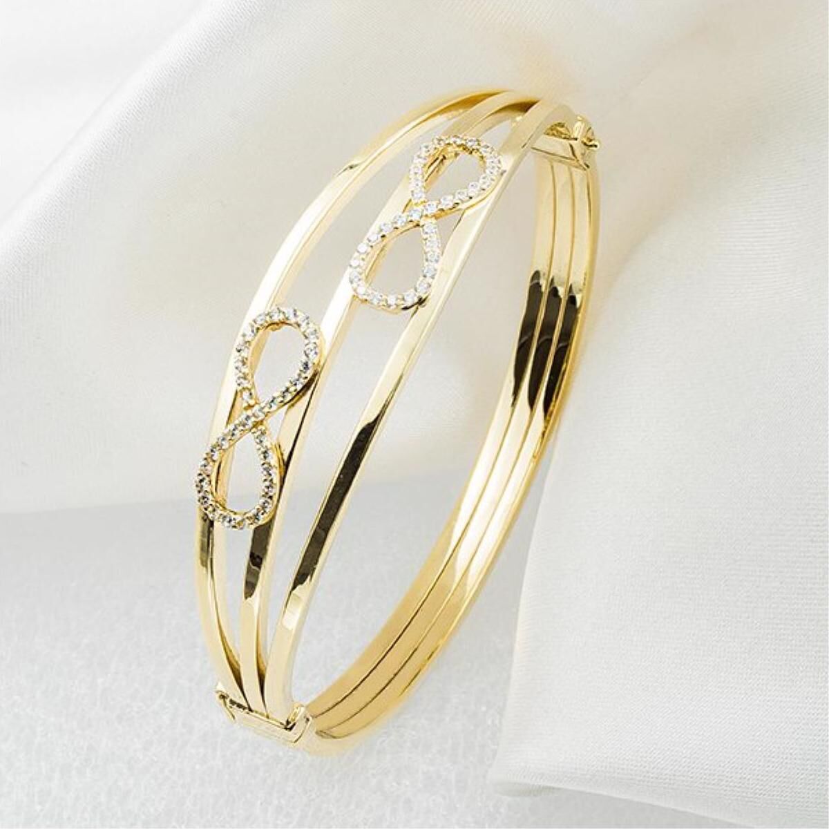 Sonsuzluklu Taşlı 14 Ayar Altın Bilezik