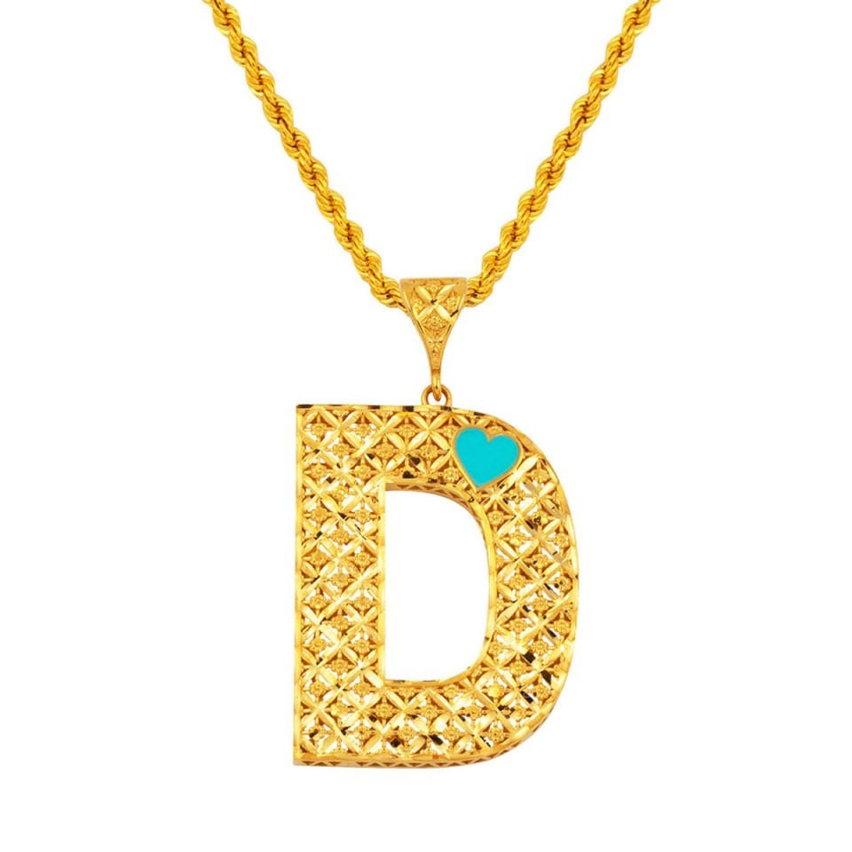 D Harfi 22 Ayar Kalpli Altın Kolye