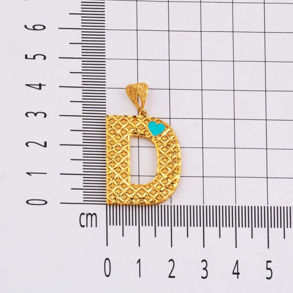 D Harfi 22 Ayar Kalpli Altın Kolye