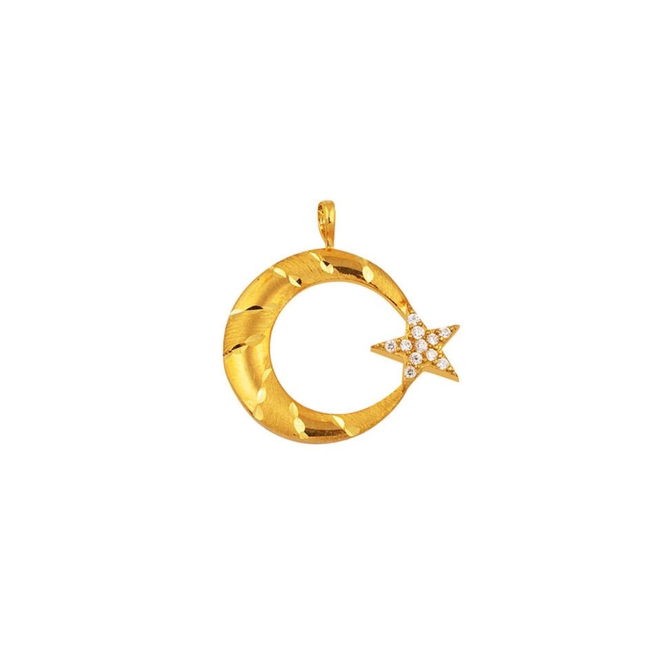 Ay Yıldız Kalemli 22 Ayar Altın Kolye Ucu