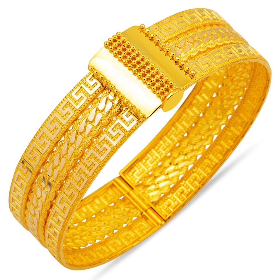 Versage Burmalı Altın Kelepçe Bilezik