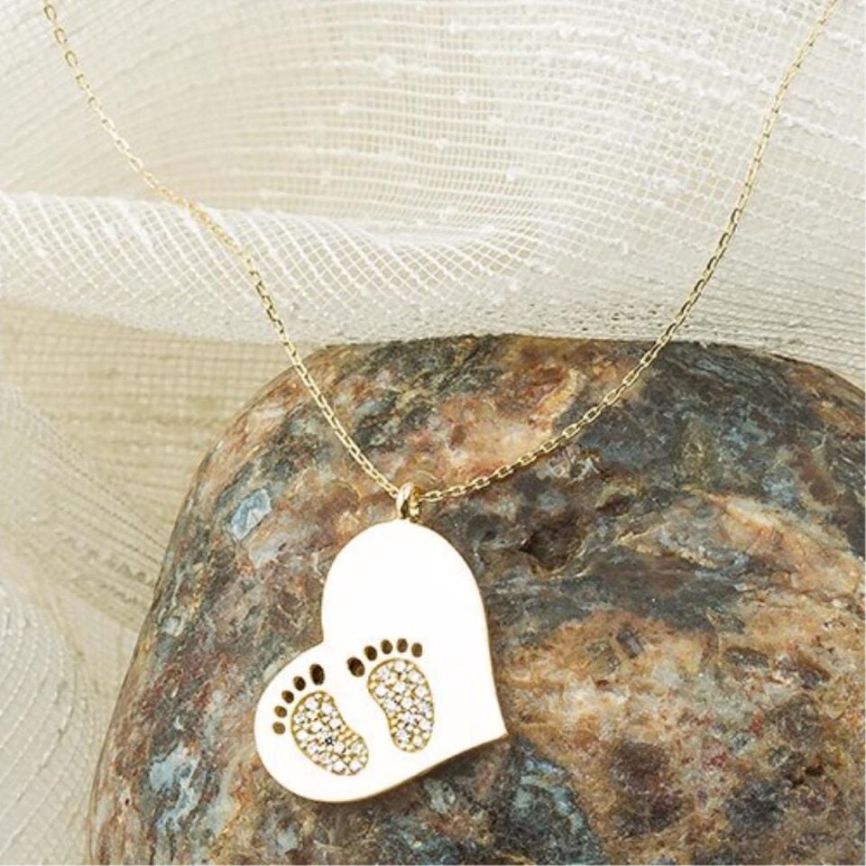 Ayaklar & Kalp 14 Ayar Altın Kolye