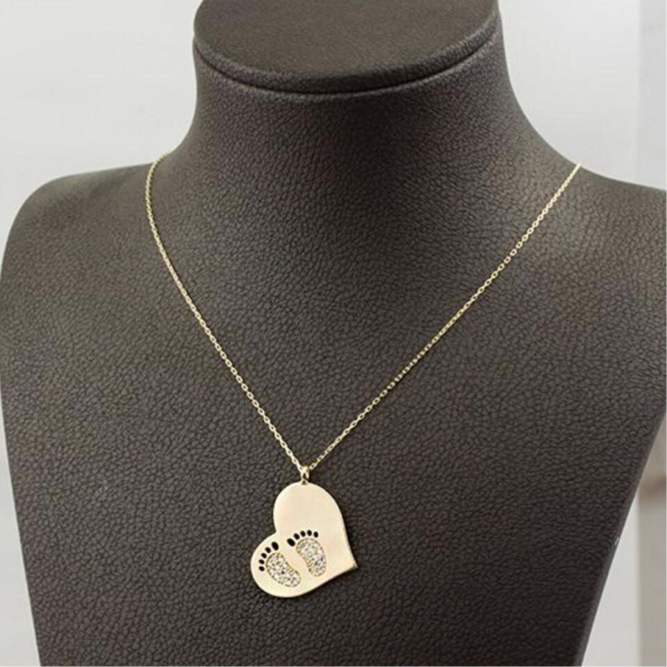 Ayaklar & Kalp 14 Ayar Altın Kolye