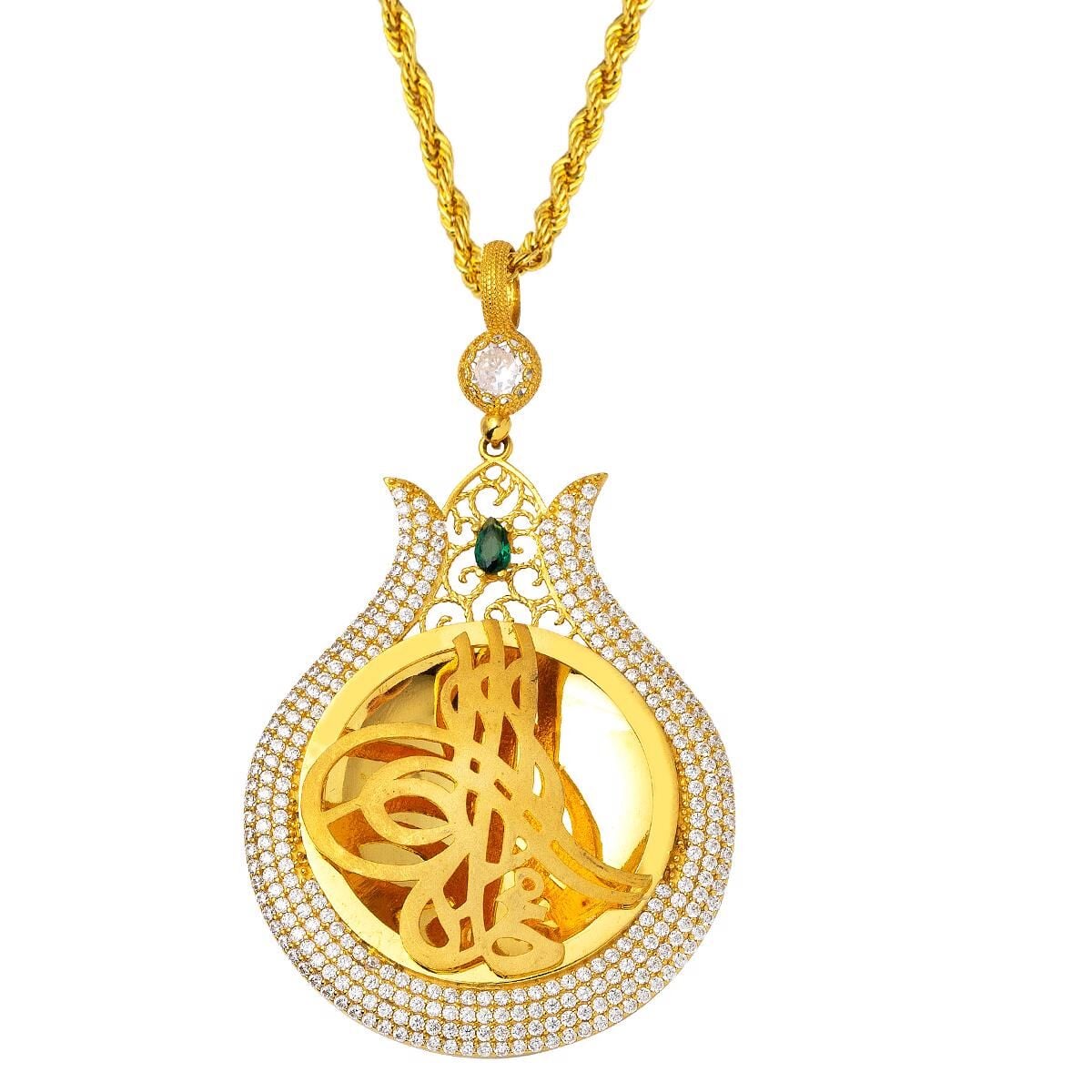 Lale Tuğra Yeşil Taşlı Altın Kolye